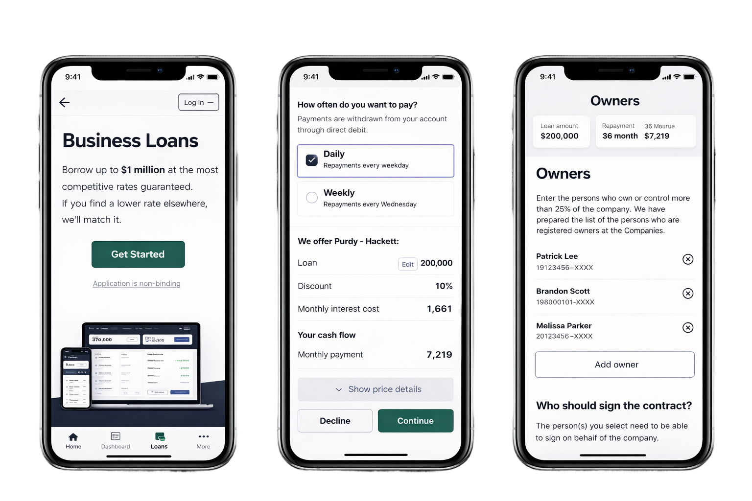 Förhandsgranskning av SMB Lending i mobilversionen